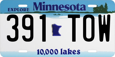 MN license plate 391TOW