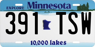 MN license plate 391TSW