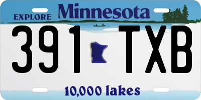 MN license plate 391TXB