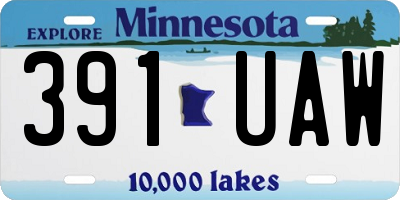 MN license plate 391UAW
