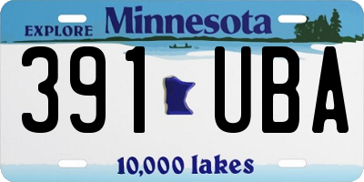 MN license plate 391UBA