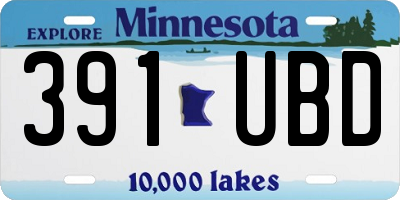 MN license plate 391UBD