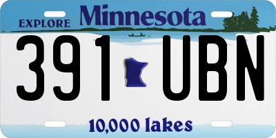 MN license plate 391UBN