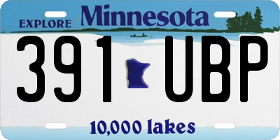 MN license plate 391UBP