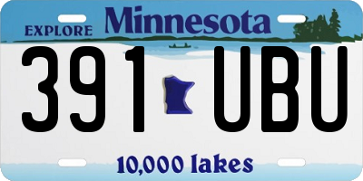 MN license plate 391UBU