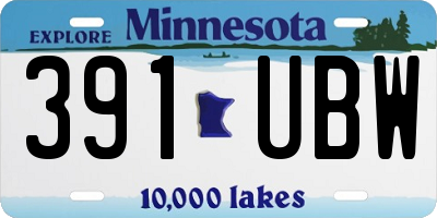 MN license plate 391UBW
