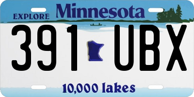MN license plate 391UBX