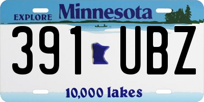 MN license plate 391UBZ