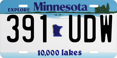 MN license plate 391UDW