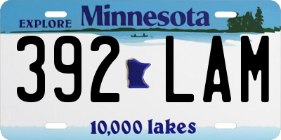 MN license plate 392LAM
