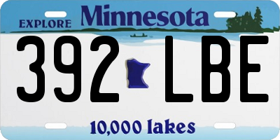 MN license plate 392LBE