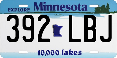 MN license plate 392LBJ