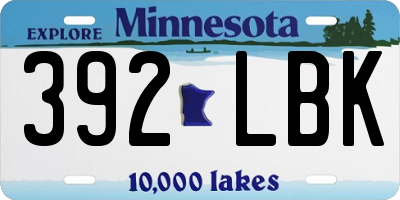 MN license plate 392LBK