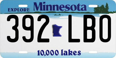 MN license plate 392LBO