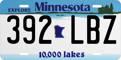 MN license plate 392LBZ