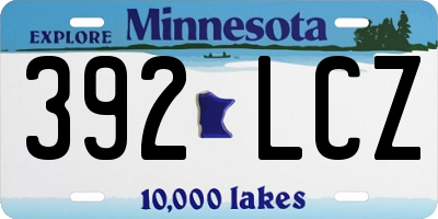 MN license plate 392LCZ