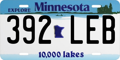 MN license plate 392LEB