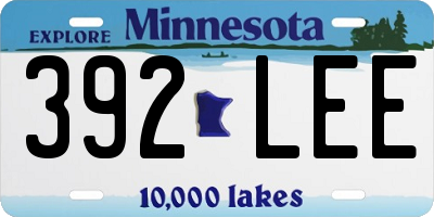 MN license plate 392LEE