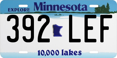MN license plate 392LEF