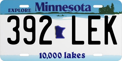 MN license plate 392LEK