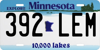 MN license plate 392LEM