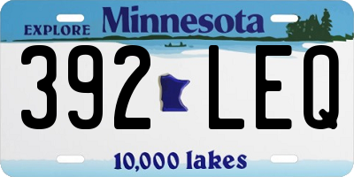 MN license plate 392LEQ