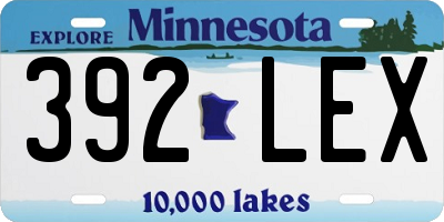 MN license plate 392LEX