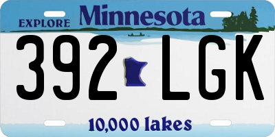 MN license plate 392LGK
