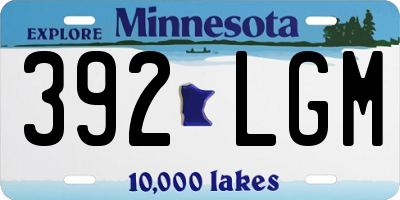 MN license plate 392LGM
