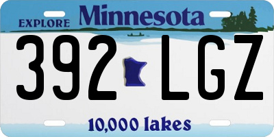 MN license plate 392LGZ