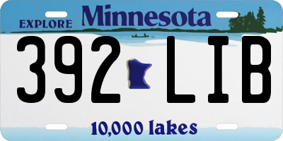 MN license plate 392LIB