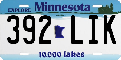 MN license plate 392LIK
