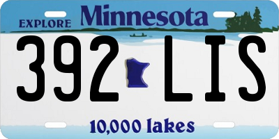 MN license plate 392LIS