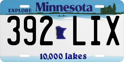 MN license plate 392LIX