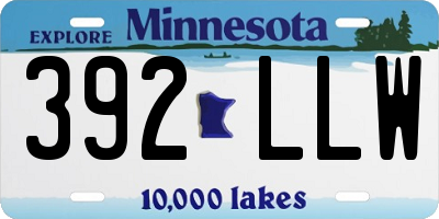 MN license plate 392LLW