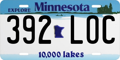 MN license plate 392LOC