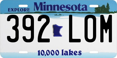 MN license plate 392LOM