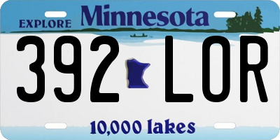MN license plate 392LOR
