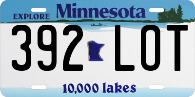 MN license plate 392LOT