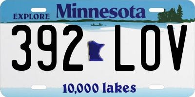 MN license plate 392LOV
