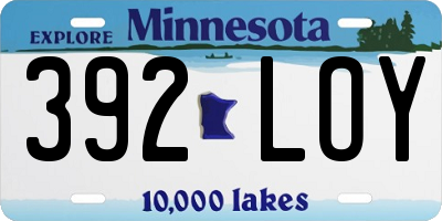 MN license plate 392LOY