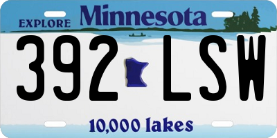 MN license plate 392LSW