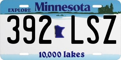 MN license plate 392LSZ