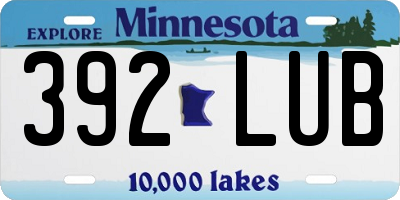 MN license plate 392LUB