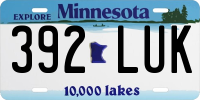 MN license plate 392LUK