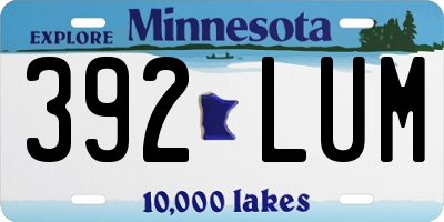 MN license plate 392LUM