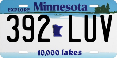 MN license plate 392LUV