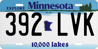 MN license plate 392LVK