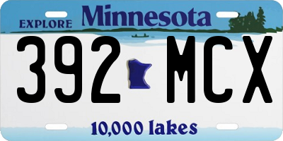 MN license plate 392MCX