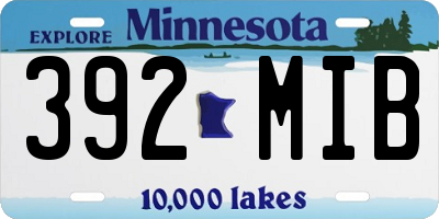 MN license plate 392MIB